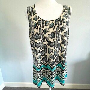 Neiman Marcus Animal Print Cashmere, Silk, Wool Blend  Knit Tank Size L